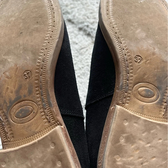 Anthropologie HOWSTY Nyla Suede Pull On Ankle Boots black western 37 / 6.5 - Picture 6 of 11